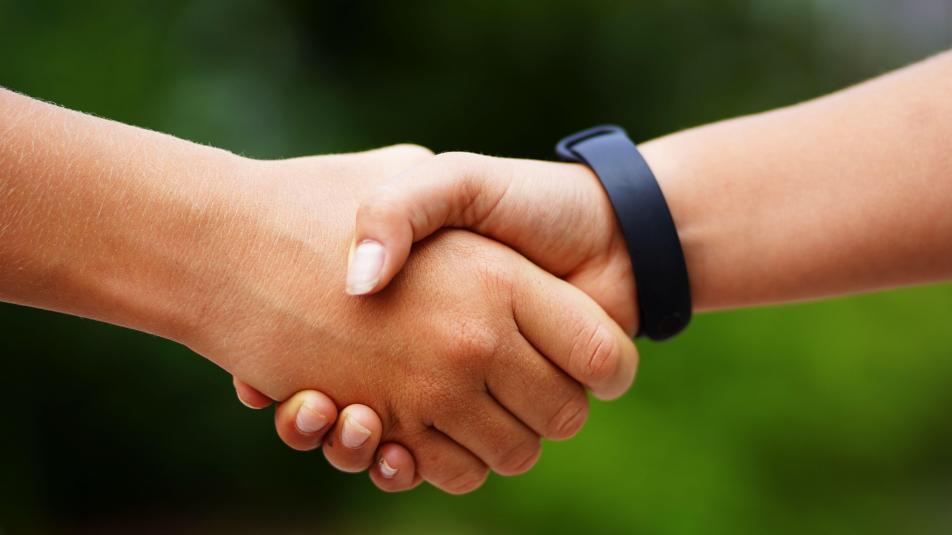 Twee mensen schudden elkaar de hand